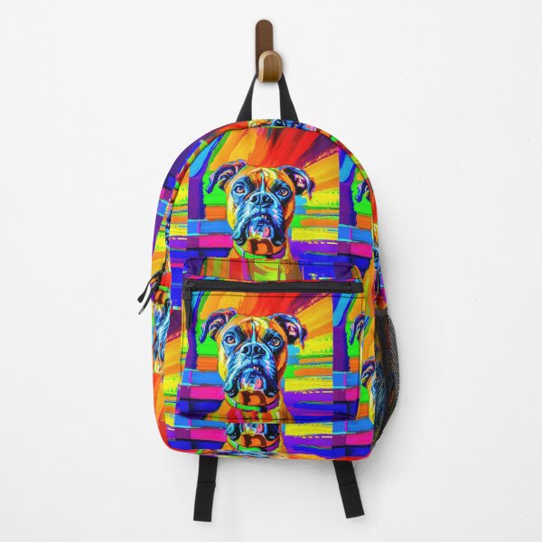 Item preview, Boxer dog facing front vibrant rainbow colors. designed and sold by AIK9Artwork.
