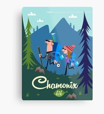 Chamonix Ete Poster Illustration Metalldruck