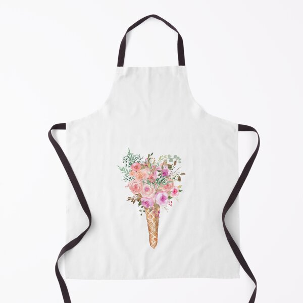 Item preview, Watercolor hand painted ice cream cone with flowers designed and sold by Marina Braga Artista en acuarela y diseñadora gráfica.