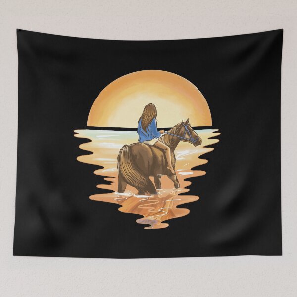 Item preview, Girl Riding Horse into The Sunset designed and sold by KaylaStudio.