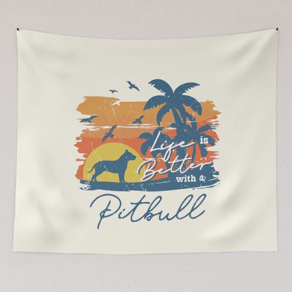 Item preview, Life is Better With Pitbull Beach Sunset Retro Vintage designed and sold by rafaeltto.