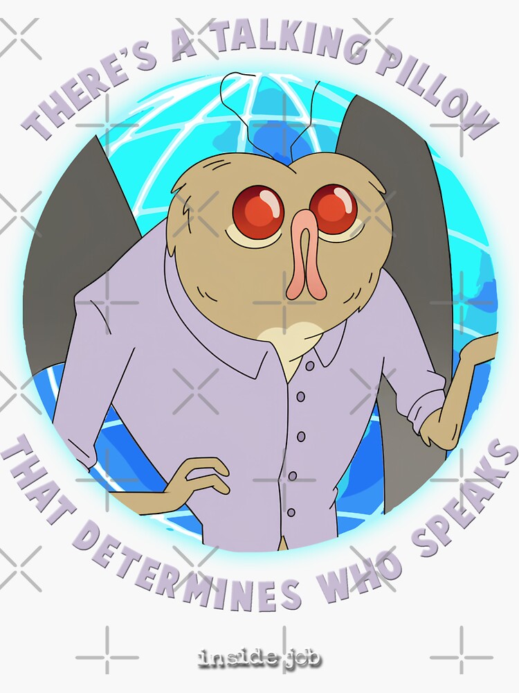 "Inside Job - Mr. Mothman" Sticker for Sale by HyenasDesign | Redbubble