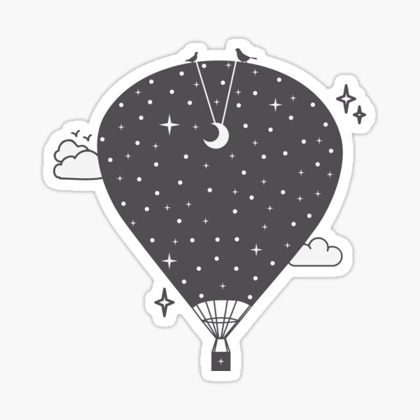 Hot air balloon at night Pegatina