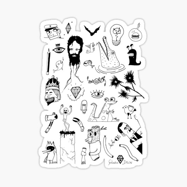 ILLUSTRATION BLACK AND WHITE Sticker
