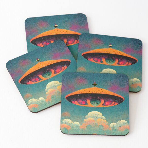 Item preview, Alien Invasion UFO Psychedelic Otherworldly Puffs Spaceship Colorful Flying Object designed and sold by Weirdarto.