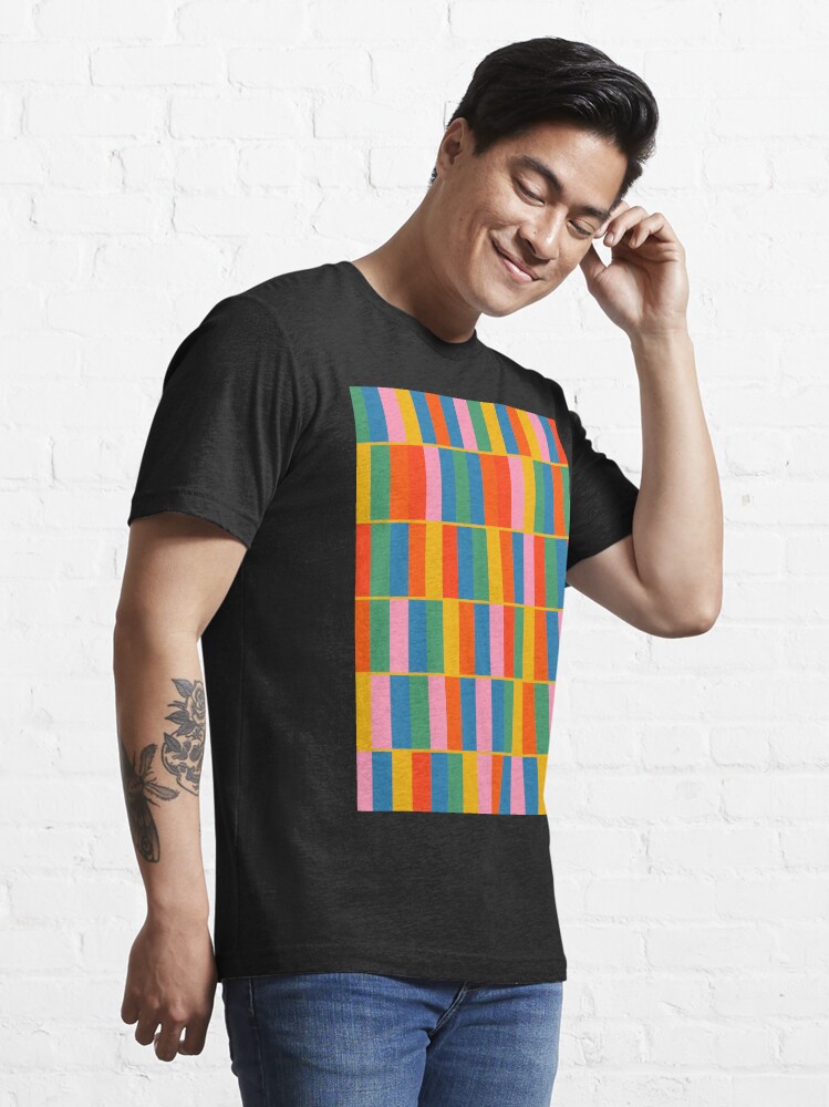 Long Blocks Colorful Geometric Check Pattern in Rainbow Pop Colors