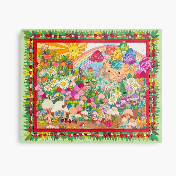 Happy Cat Garden Metal Print
