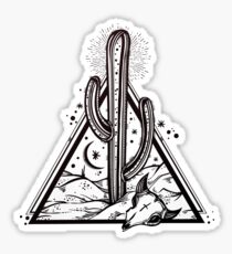 Cactus with Cow Skull Desert Scene inside Sacred Geometry Pyramid Sticker