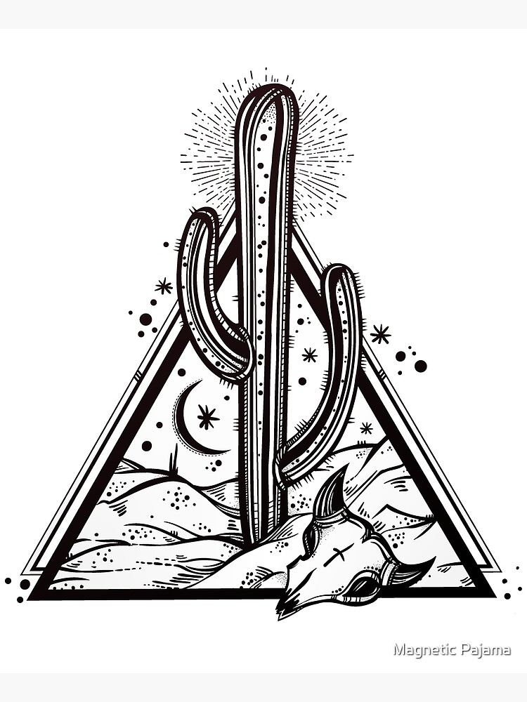 Cactus with Cow Skull Desert Scene inside Sacred Geometry Pyramid by MagneticMama