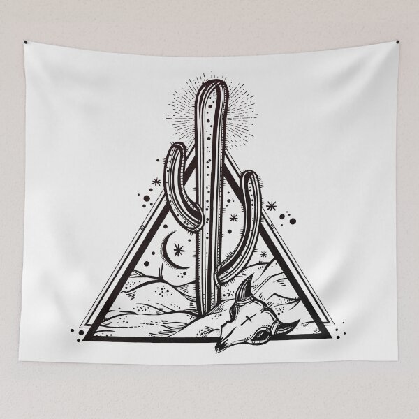 Item preview, Cactus with Cow Skull Desert Scene inside Sacred Geometry Pyramid designed and sold by Magnetic Pajama.