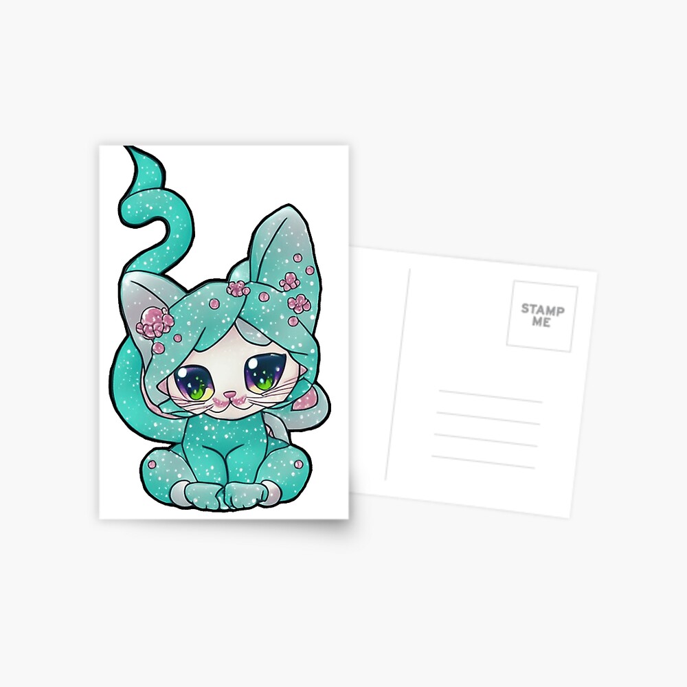 Cute Kawaii Happy Cat Stickers - Purple Greeting Card for Sale by  CuteFrogCreates