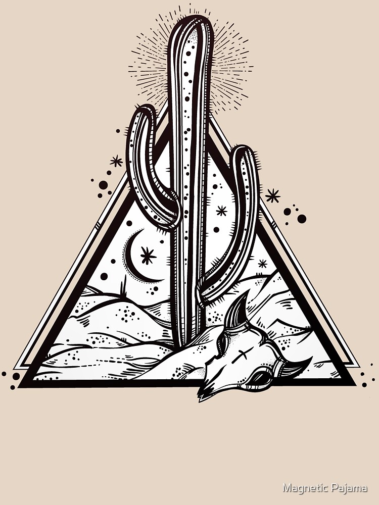 Cactus with Cow Skull Desert Scene inside Sacred Geometry Pyramid by MagneticMama