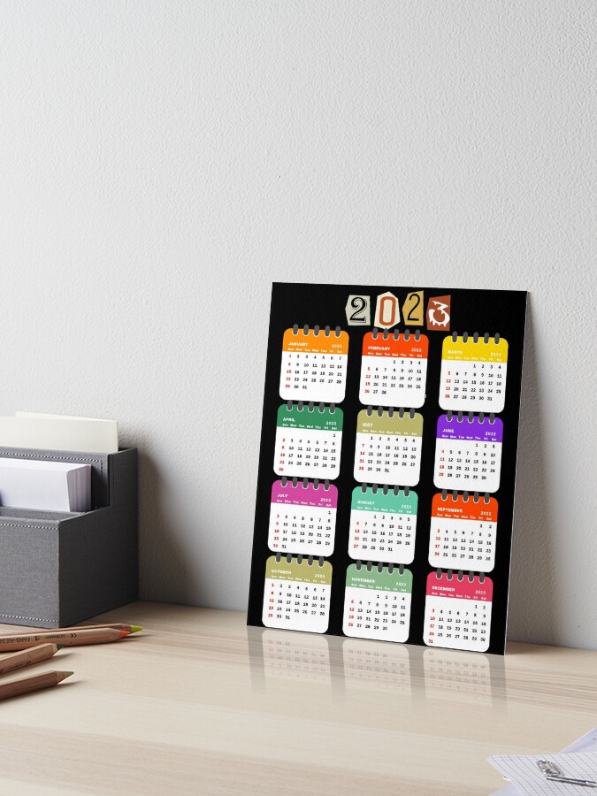 2023 colorful calendar Art Board Print for Sale by D/Art