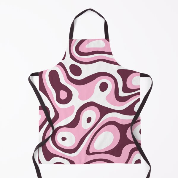 Item preview, Retro Oceanic Liquid Swirl Abstract Pattern in the shade of Pastel Soft Pink, White and Dark Purplish-Pink Mulberry Maroon Metal Print designed and sold by Kodexstore.