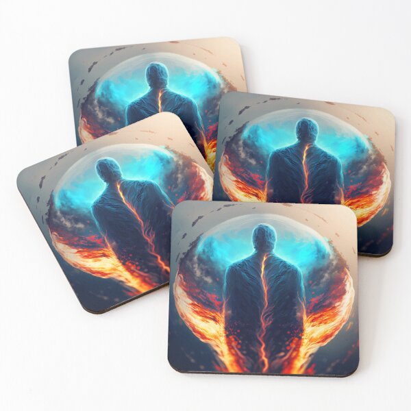 Item preview, Mashup supernova visible from earth with galactic explosion version 2 & silhouette of a person with cosmic light particles and smoke and fire designed and sold by PM-Artistic.