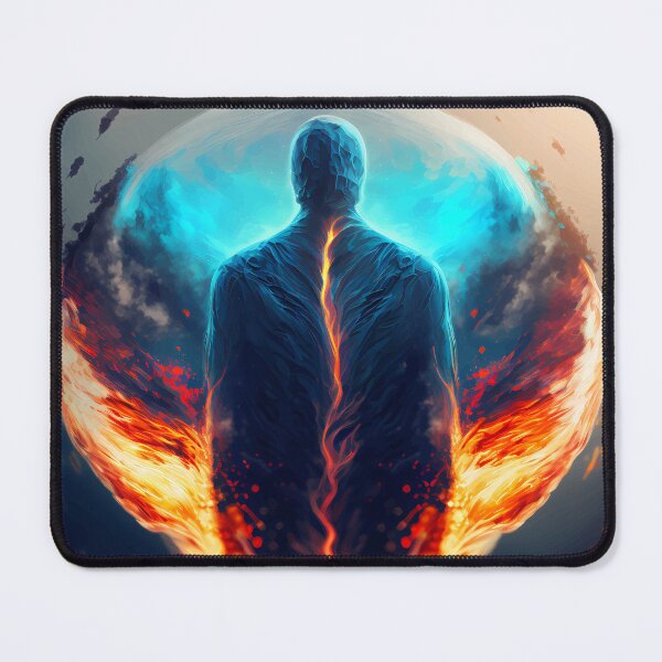 Item preview, Mashup supernova visible from earth with galactic explosion version 2 & silhouette of a person with cosmic light particles and smoke and fire designed and sold by PM-Artistic.