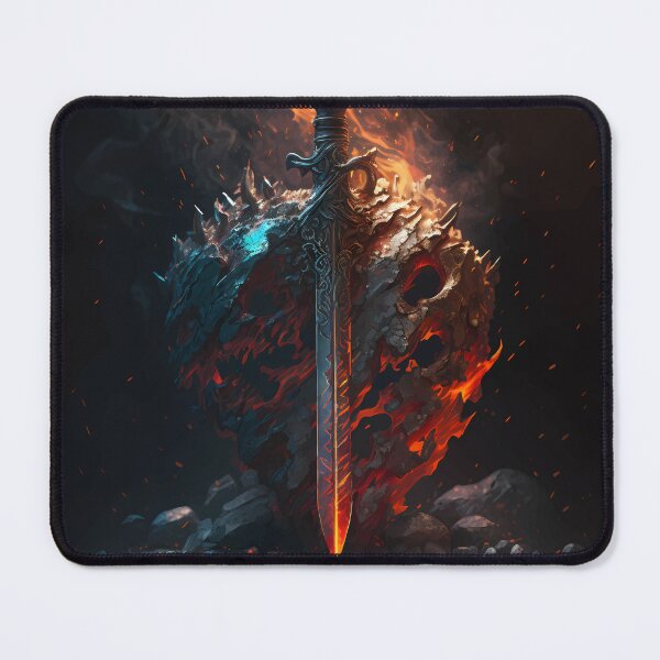 Item preview, Flaming sword with stone shield designed and sold by PM-Artistic.
