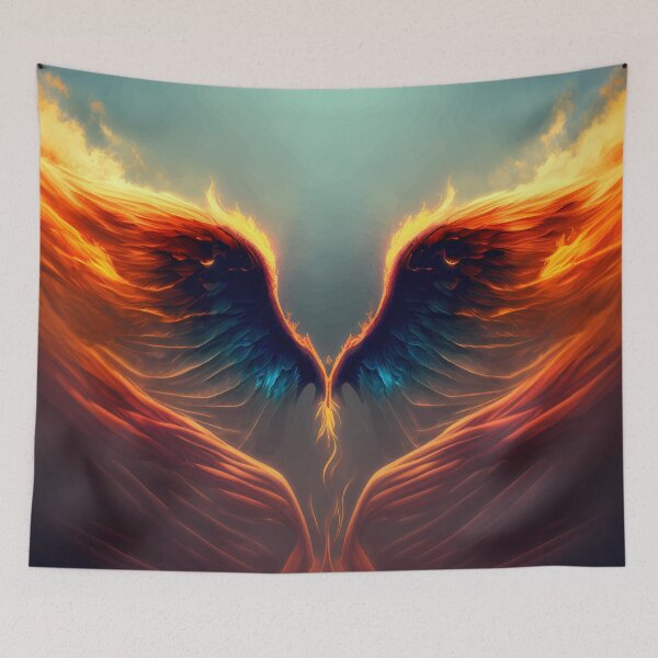 Item preview, Mashup Epic Wallpaper with Fire Explosions Water and Ice & Flaming Angel Wings Version 1 designed and sold by PM-Artistic.
