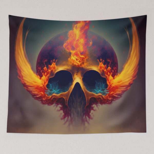 Item preview, Mashup Extremely Realistic Skull in Abstract Version 4 & Flaming Angel Wings Version 1 designed and sold by PM-Artistic.