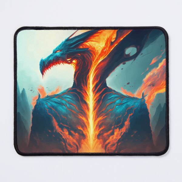 Item preview, Mashup Flaming dragon & silhouette of a person with cosmic light particles and smoke & fire designed and sold by PM-Artistic.