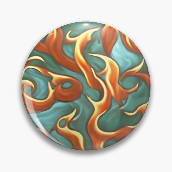 Item preview, Orange and yellow flame pattern on green background designed and sold by hendrikspix.