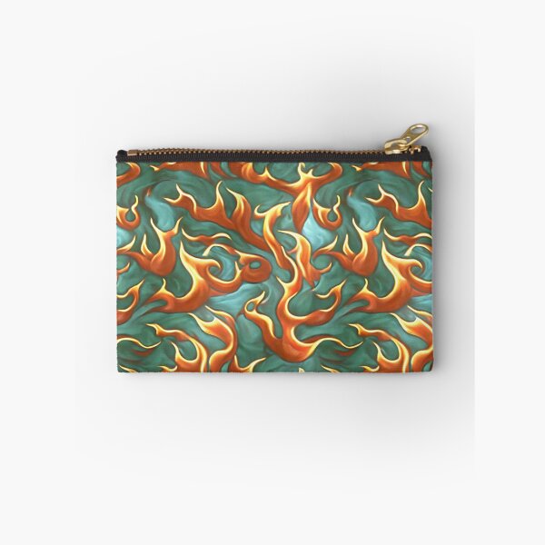 Item preview, Orange and yellow flame pattern on green background designed and sold by hendrikspix.