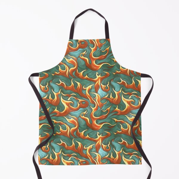 Item preview, Orange and yellow flame pattern on green background designed and sold by hendrikspix.