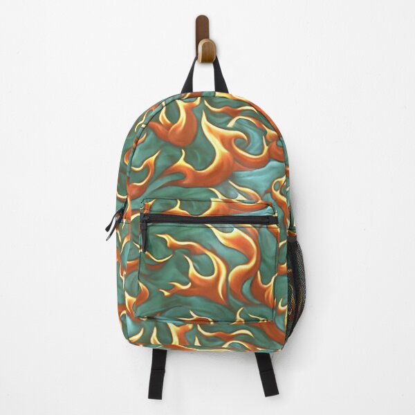Item preview, Orange and yellow flame pattern on green background designed and sold by hendrikspix.