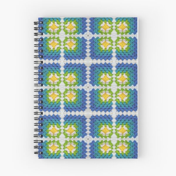 Item preview, Crochet Granny Square Pattern in Blue with Daisy Flowers designed and sold by Sasidenidesign.