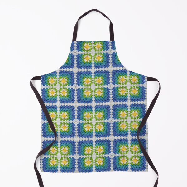 Item preview, Crochet Granny Square Pattern in Blue with Daisy Flowers designed and sold by Sasidenidesign.