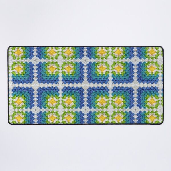 Item preview, Crochet Granny Square Pattern in Blue with Daisy Flowers designed and sold by Sasidenidesign.
