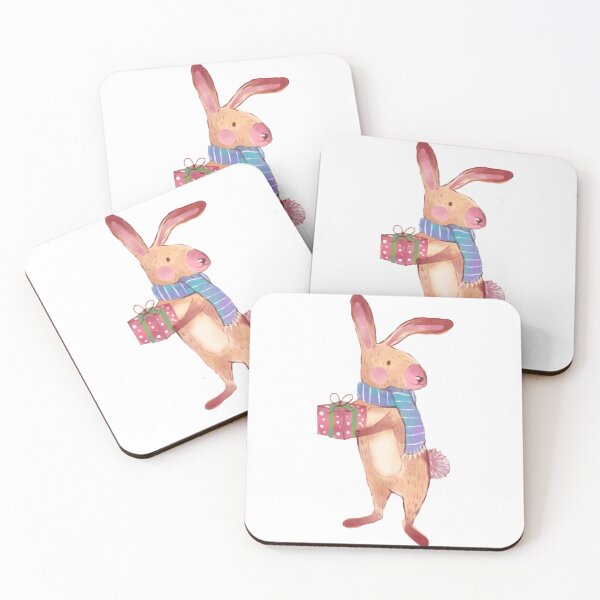 Item preview, Bunny with Gift Christmas Holiday designed and sold by ArTeaCupcake.