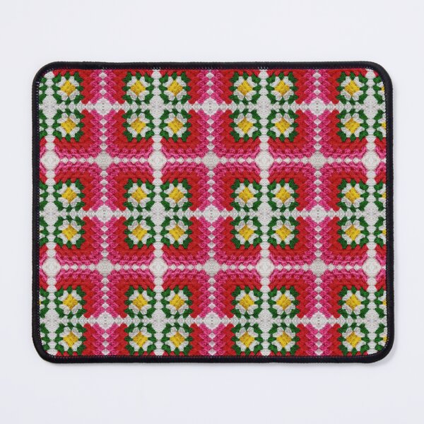 Item preview, Crochet Granny Square Pattern in Red with Daisy Flowers designed and sold by Sasidenidesign.