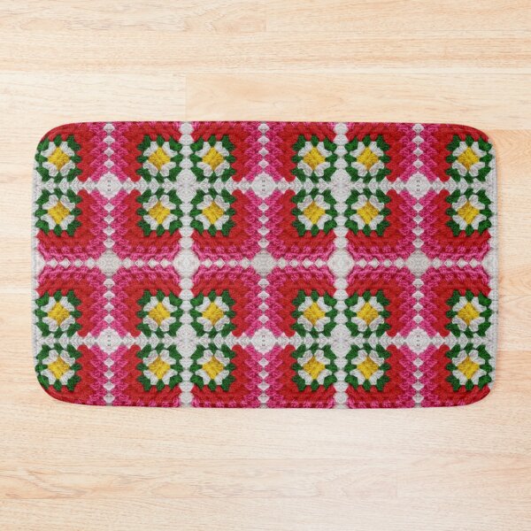 Item preview, Crochet Granny Square Pattern in Red with Daisy Flowers designed and sold by Sasidenidesign.