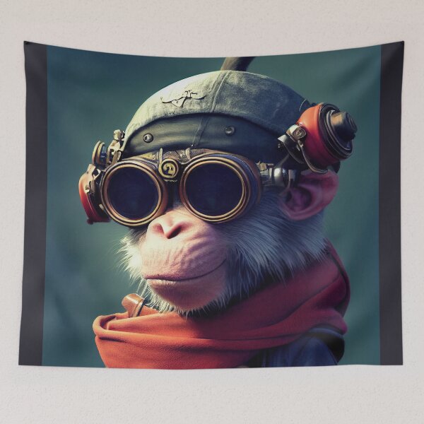 Item preview, The Cyberpunk Pirate Monkey: An Anthropomorphic, Tiny, and Cute Cybernetic Matey designed and sold by MimozaStudio.