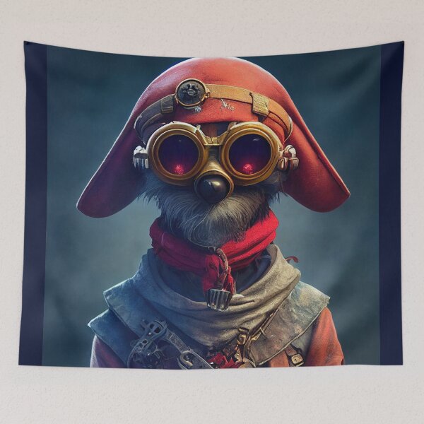 Item preview, Anthropomorphic Tiny Cute Cyberpunk Pirate Moongose designed and sold by MimozaStudio.
