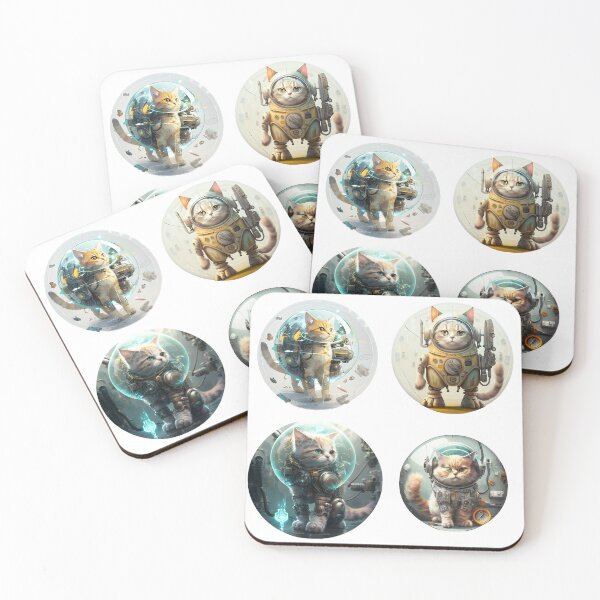 Item preview, Cat stickers: cat in robot suit, in space designed and sold by Happy1-2.