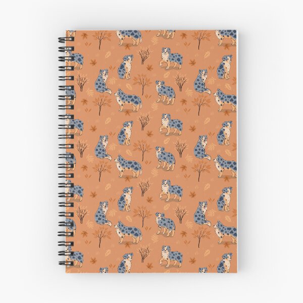 Item preview, attern with australian shepherds, autumn leaves and bushes designed and sold by burbura.