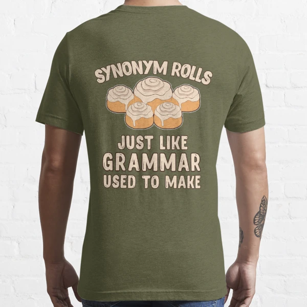 Funny Synonym Rolls Grammar T-shirt Humorous Foodie Food double meaning tee  (Small Navy Blue) 