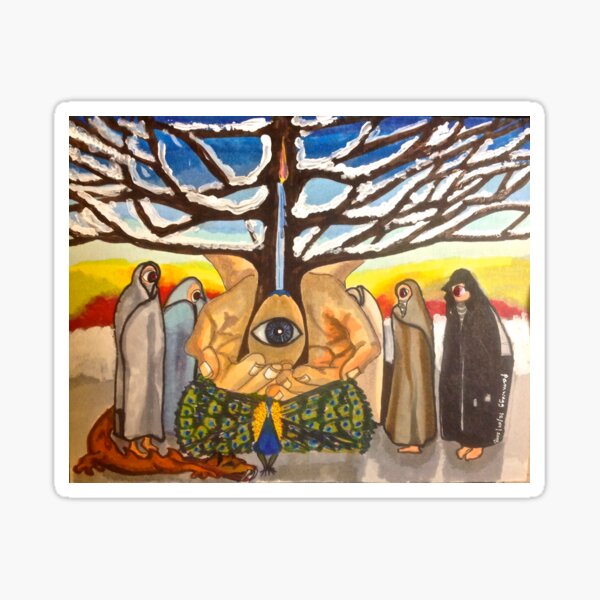 Watchers at the Tree of Creation: Pagan Solstice Celebration Sticker