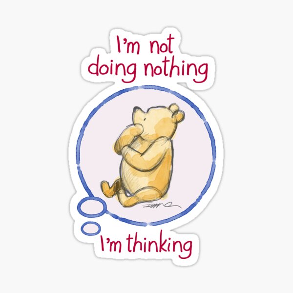 Pooh by Kim Raymond - Just Thinking Sticker