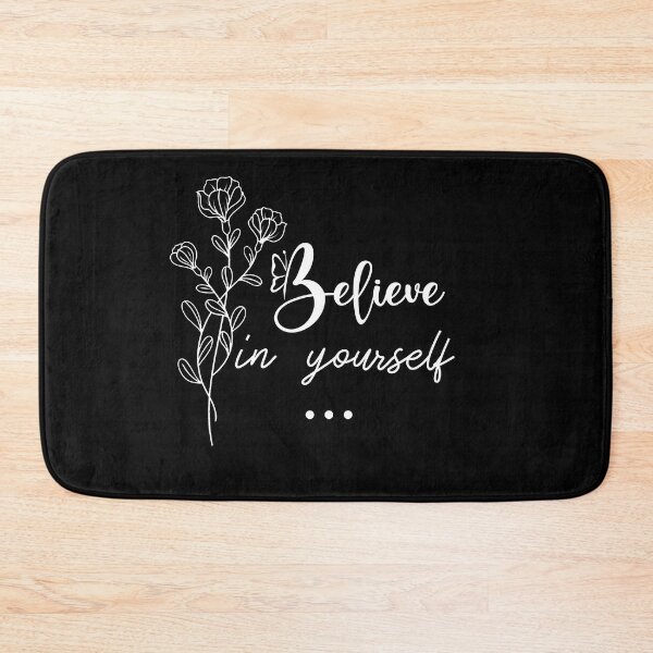 Item preview, Believe In Your Self With Roses Flowers, motivational quote on black background designed and sold by LilaDiams.