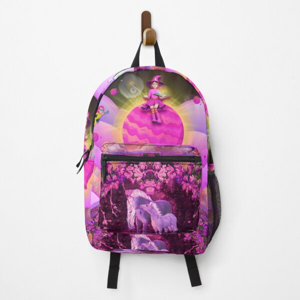 Item preview, Pink Magician backpack with Unicorns and Superheroes designed and sold by WestIndigo.