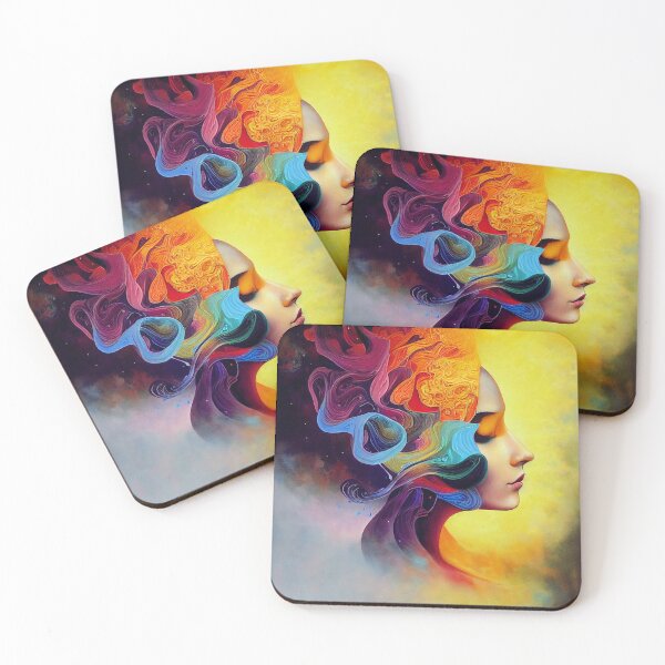 Item preview, portrait of a colourful woman designed and sold by TripleEdge22.