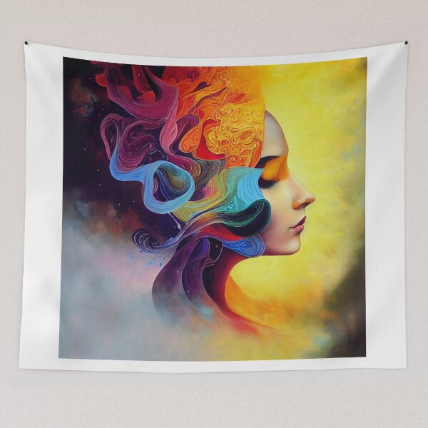 Item preview, portrait of a colourful woman designed and sold by TripleEdge22.