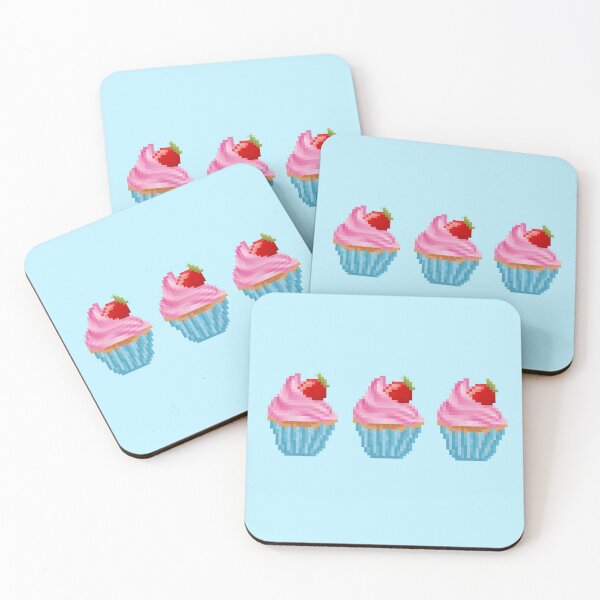 Item preview, Retro Pixel Strawberry Frosted Cupcake designed and sold by 8BitTrip.