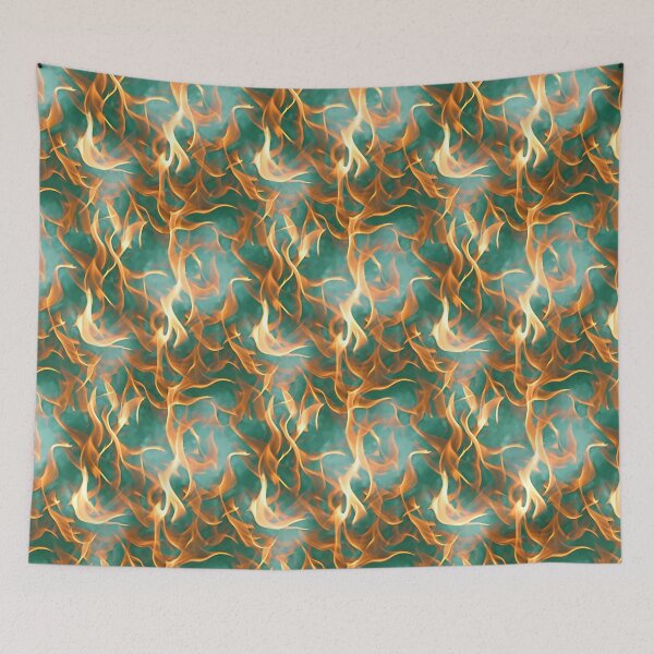 Item preview, Green backdrop flame inferno pattern designed and sold by hendrikspix.