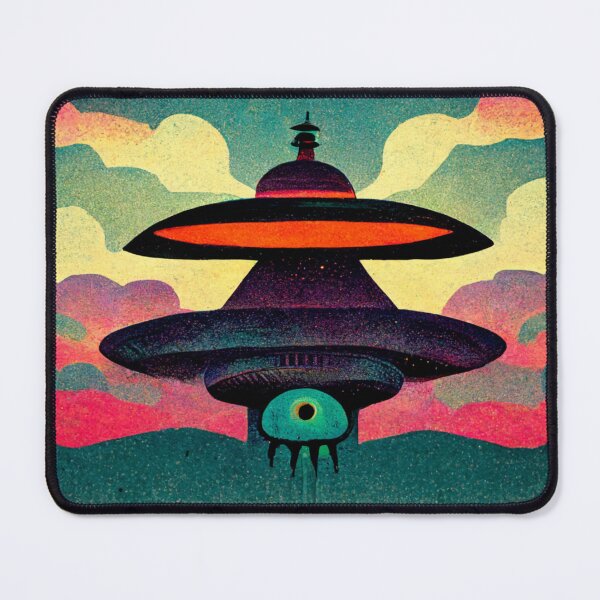 Item preview, Alien Invasion UFO Psychedelic Otherworldly Spaceship Aliens Eye Colorful Flying Objects designed and sold by Weirdarto.