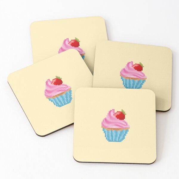 Item preview, Retro Pixel Strawberry Frosted Cupcakes designed and sold by 8BitTrip.