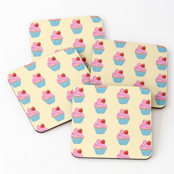 Item preview, Retro Pixel Strawberry Frosted Cupcakes designed and sold by 8BitTrip.